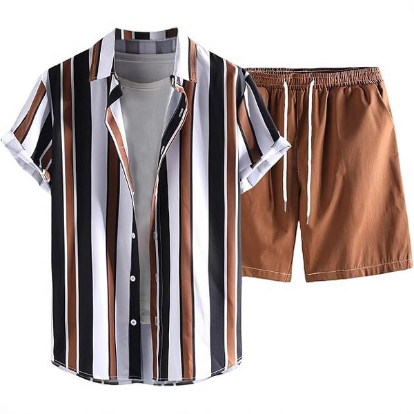 Printed Shirt Set Factory - OEM Summer Casual 3D Printed Men's Short Sleeve Shirt Set