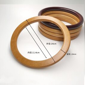 Wood Bag Handle Manufacturer - OEM/ODM 14cm Diameter D Solid Wood Purse Frame Hanger Ring