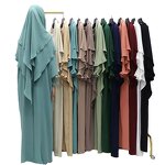 Women's Islamic Clothing Factory - OEM/ODM Dubai Turkish Solid Color Polyester Abaya Dress with Hijab