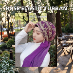 Elegant Floral Headband Factory - OEM/ODM New Rose Elastic Turban for Women Fashionable African