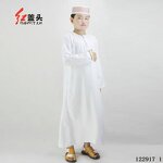 Muslim Boys' Robe Factory - OEM/ODM Dropshipping Spot Wholesale OEM 1-15 Years White Polyester