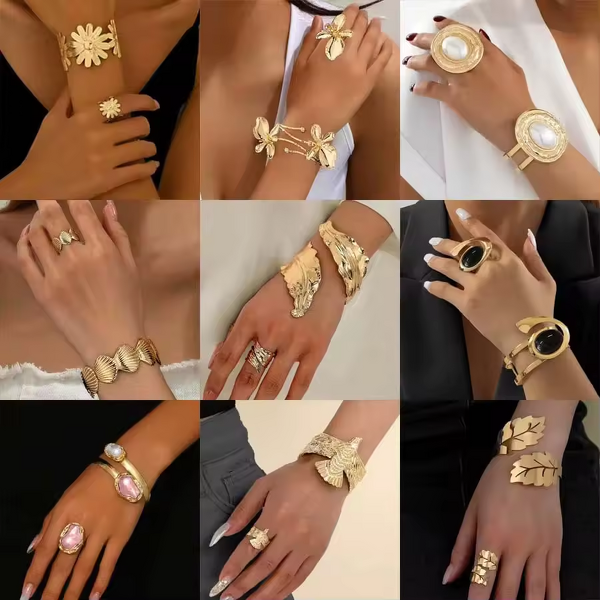 Bracelet Ring Set Manufacturer - OEM/ODM Fashion Metal Adjustable Open Jewelry Gift Set