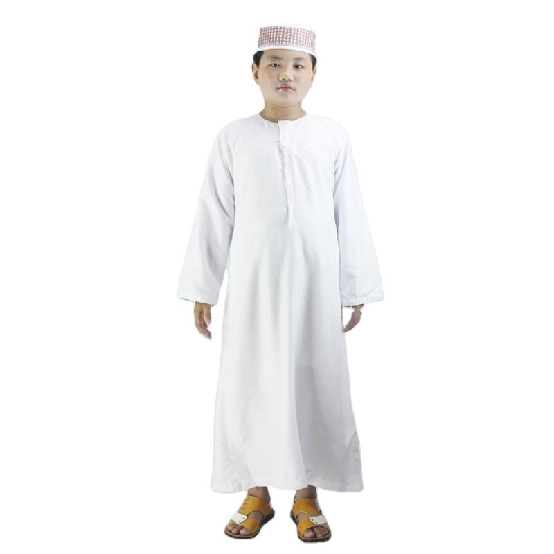 Muslim Boys' Robe Factory - OEM/ODM Dropshipping Spot Wholesale OEM 1-15 Years White Polyester