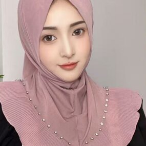 Hijab Scarf Manufacturer - OEM/ODM Fashion High-Density Mesh Lotus Leaf Pull-On