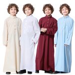 Boys Thobe Factory - OEM/ODM In Stock Teen Arabic Style Solid-Colored Robe