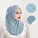 Long Tail Hijab Manufacturer - OEM/ODM Elegant Plain with Beaded Rhinestone Embellishments