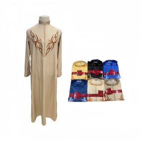 Muslim Men's Clothes Manufacturer - OEM/ODM 2024 Stand Collar Qatar-style Embroidered Zipper