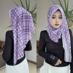 Hijab Scarf Factory - OEM/ODM New Design Chiffon Breathable Grid Print Head Cover