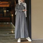 Retro Striped Dress Factory - OEM/ODM S-5XL Cotton Linen for Muslim Women Long-Sleeved Casual