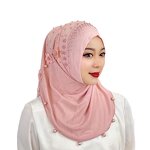 Long Tail Hijab Manufacturer - OEM/ODM Elegant Plain with Beaded Rhinestone Embellishments