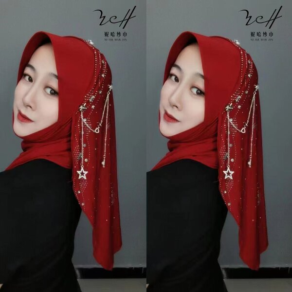 Hard Brim Hijab Factory - OEM/ODM with Star Moon Golden Yarn Fabric From Manufacturer
