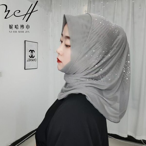 Hijab Cap Manufacturer - OEM/ODM for Women Double Layer Sparkle Rhinestone Soft Brim