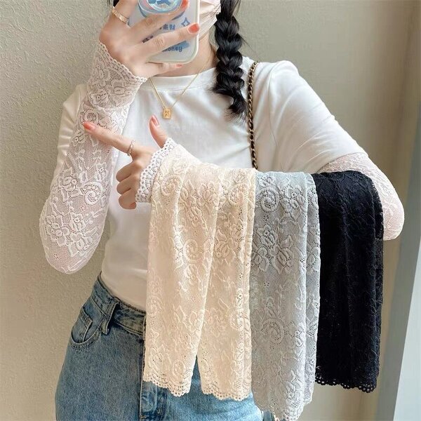 Arm Sleeves Factory - OEM/ODM New Fashion Elegant Floral Lace Sun Protection