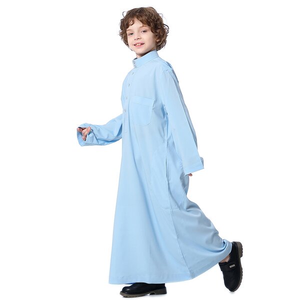 Boys Thobe Factory - OEM/ODM In Stock Teen Arabic Style Solid-Colored Robe