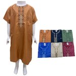 Boys' Prayer Robe Manufacturer - OEM/ODM 2023 Latest Design Thobe Neckline Color Contrast Embroidery