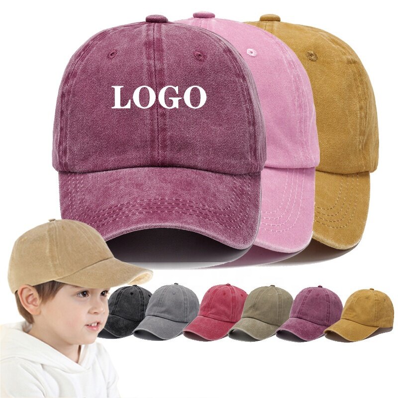 Children Baseball Cap Manufacturer - OEM/ODM Wholesale Plain Solid Color Vintage Washed Cotton