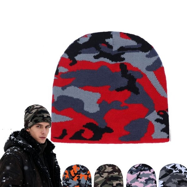Camouflage Beanie Factory - OEM/ODM Men's Winter Warm with Casual Camouflage Jacquard 3D Embroidery
