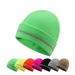 Reflective Beanies Factory - OEM/ODM Wholesale Custom Solid Acrylic Knitted with Reflective Strip