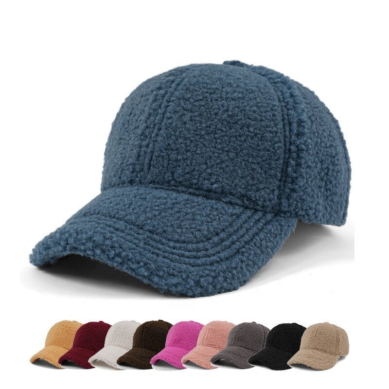 Winter Baseball Cap Factory - OEM/ODM Faux Lamb Wool Plush Thickened 6 Panel Unstructured