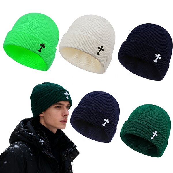 Unisex Daily Beanie Manufacturer - OEM/ODM Custom Men Women Cross Cuffed Winter Ribbed Ski