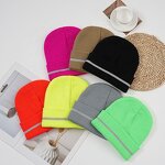 Reflective Beanies Factory - OEM/ODM Wholesale Custom Solid Acrylic Knitted with Reflective Strip