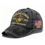 Marine Corps Cap Factory - OEM/ODM 250th Anniversary Custom Print 6-Panel Vintage 100% Cotton