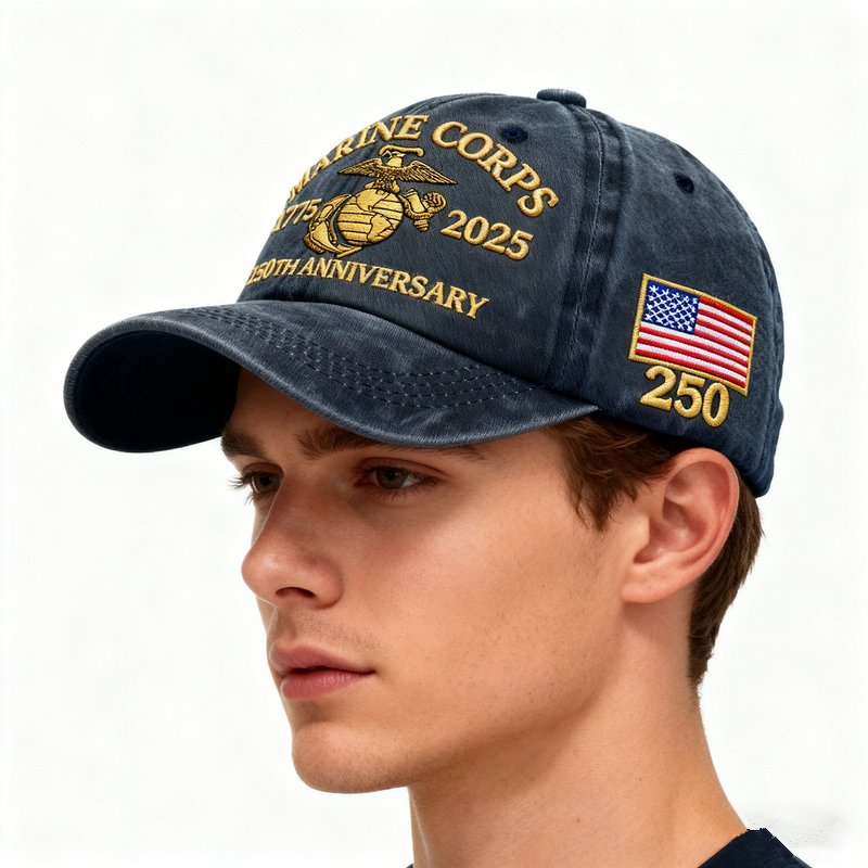 Marine Corps Cap Factory - OEM/ODM 250th Anniversary Custom Print 6-Panel Vintage 100% Cotton