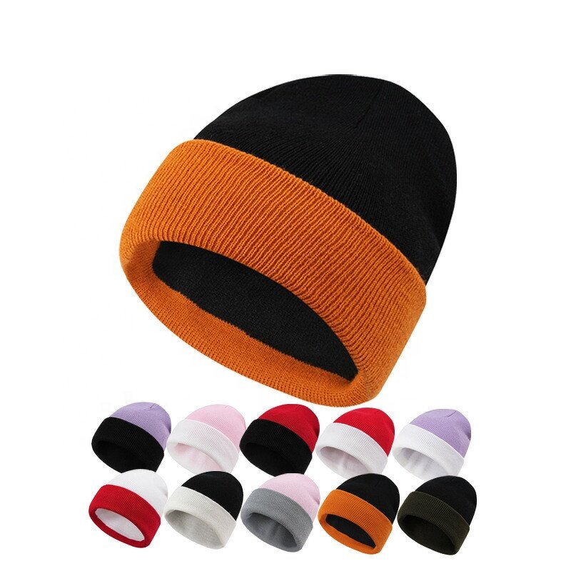 Two Tone Beanie Manufacturer - OEM/ODM Wholesale Custom Embroidery Solid Warm Tuque Acrylic