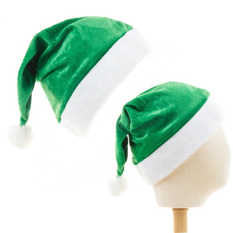 Santa Claus Hat Manufacturer - OEM/ODM High Quality Soft Plush Thick Green & White for Xmas