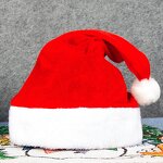 Santa Claus Hat Factory - OEM/ODM Cheap Promotion New Year Soft Plush Thick Red & White