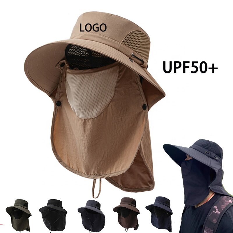Fishing Visor Hat Factory - OEM/ODM New Outdoor UPF 50+ Bucket Cap Foldable Detachable Face