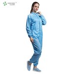 Blue Cleanroom Coverall Manufacturer - OEM/ODM Anti-Static Crotch Access with Hood Zipper ESD Smocks