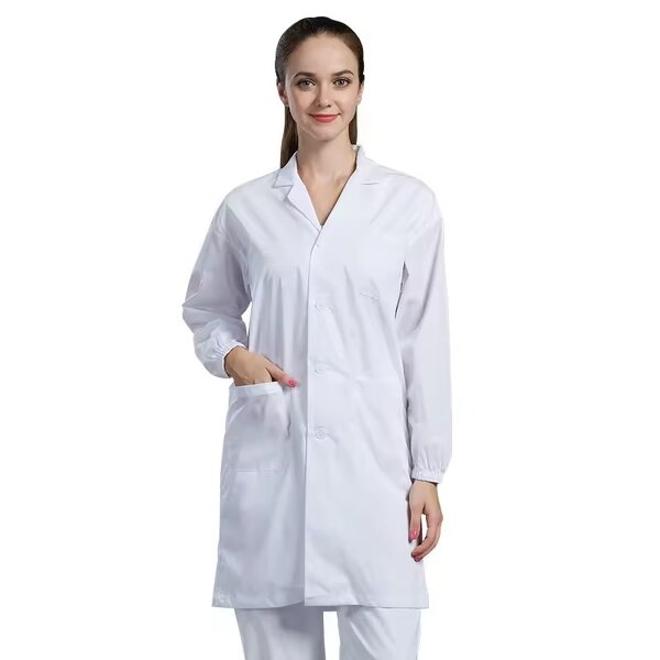 Hospital Lab Coat Manufacturer - OEM/ODM H-1120 Cotton Polyester White Long Sleeve Dustproof