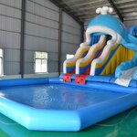 Water Slide Supplier - Blue Color Inflatable Toboggan for Adults