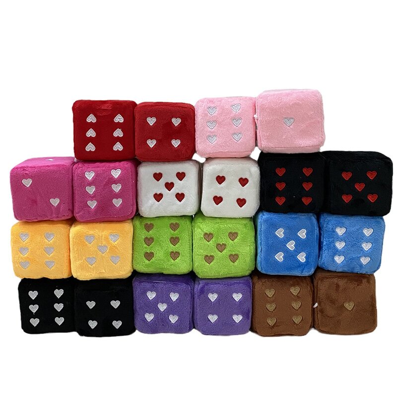 Plush Dice Keychain Supplier - 3-Inch Heart Embroidered Retro Square Car Mirror