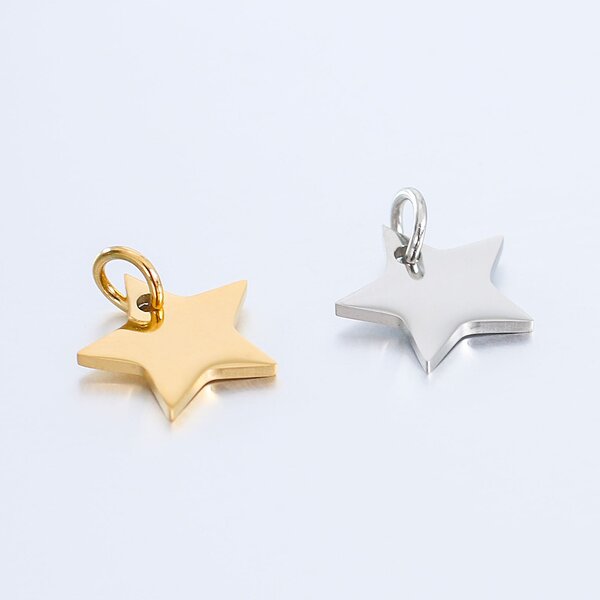 Metal Charms Factory - Stainless Steel Star Gold Plated DIY Bracelet Pendant