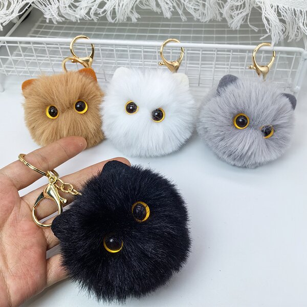 Pom Pom Keychain Supplier - Cute Soft Artificial Rabbit Fur Plush Fluffy
