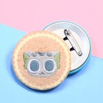 Button Pin Badge Manufacturer - Custom Logo Soft Plush Embroidery Tin
