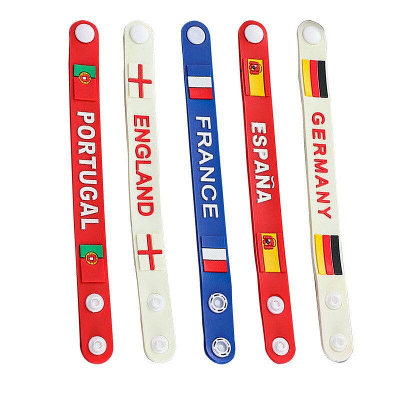 Silicone Wristband Manufacturer - Custom National Flag Adjustable Button Sports