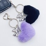 Plush Keychain Manufacturer - Cute Heart Shaped Bag Pendant Fluffy Pom Pom