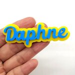 Name Tag Manufacturer - Custom Glitter Acrylic 3D Plastic ID with Pins