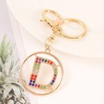 Key Chain Manufacturer - Gold Rhinestone Metal Hollow Alphabet Initial Letter