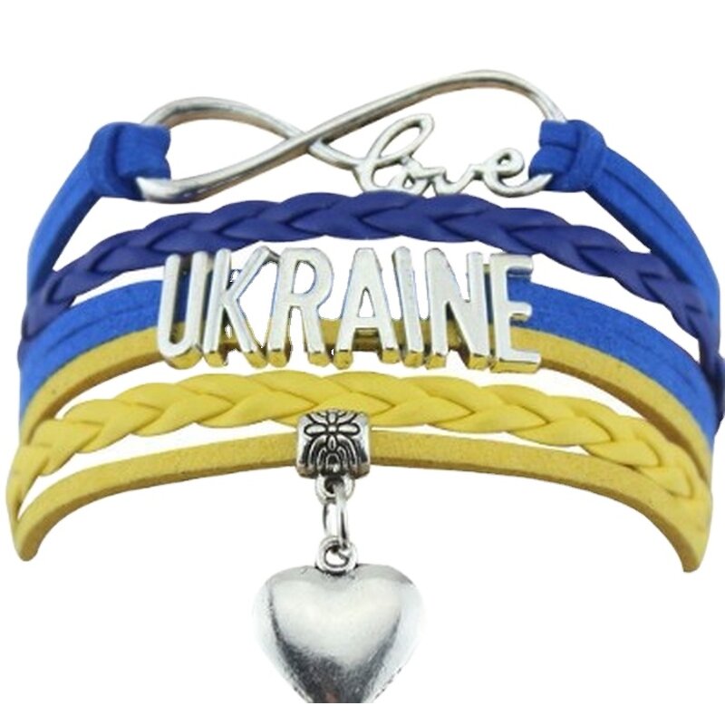 Bracelets Supplier - Punk Fashion Country Name Woven PU Alloy Leather