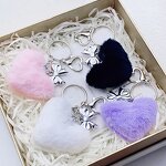Plush Keychain Manufacturer - Cute Heart Shaped Bag Pendant Fluffy Pom Pom
