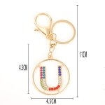 Key Chain Manufacturer - Gold Rhinestone Metal Hollow Alphabet Initial Letter