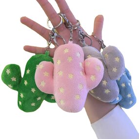 Plush Toy Keychain Supplier - Cute Fluffy 3d Cactus Backpack Doll Pendant