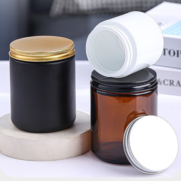 Glass Candle Jars Manufacturer - 120ml Empty Amber with Tin Lids Custom