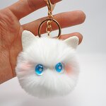 Plush Keychain Manufacturer - Cute Girl Cartoon Cat Plush Ball Kawaii Pom Pom