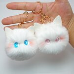 Plush Keychain Manufacturer - Cute Girl Cartoon Cat Plush Ball Kawaii Pom Pom