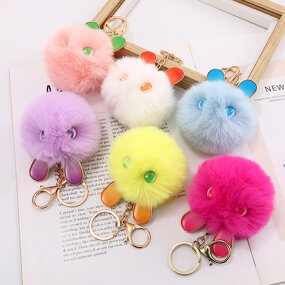 Plush Keychains Manufacturer - Cute Cartoon Rabbit Bag Pendant Charm 3d Pom